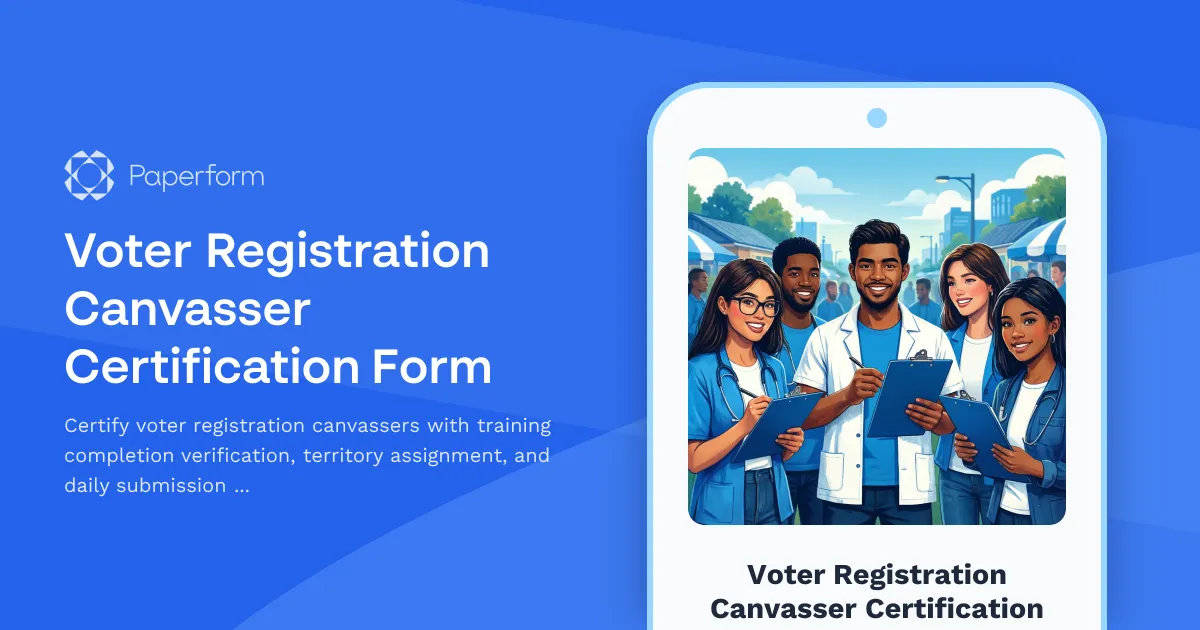 Voter Registration Canvasser Certification Form