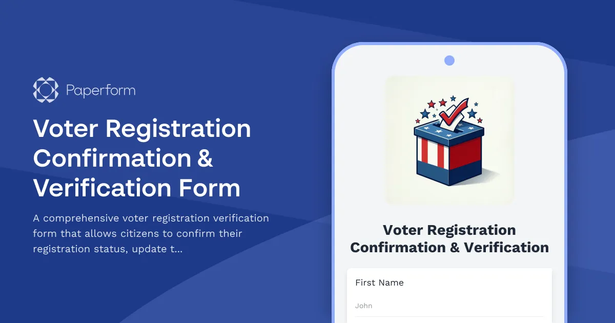 Voter Registration Confirmation & Verification Form