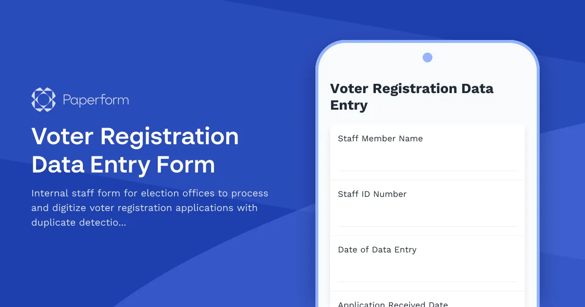 Voter Registration Data Entry Form