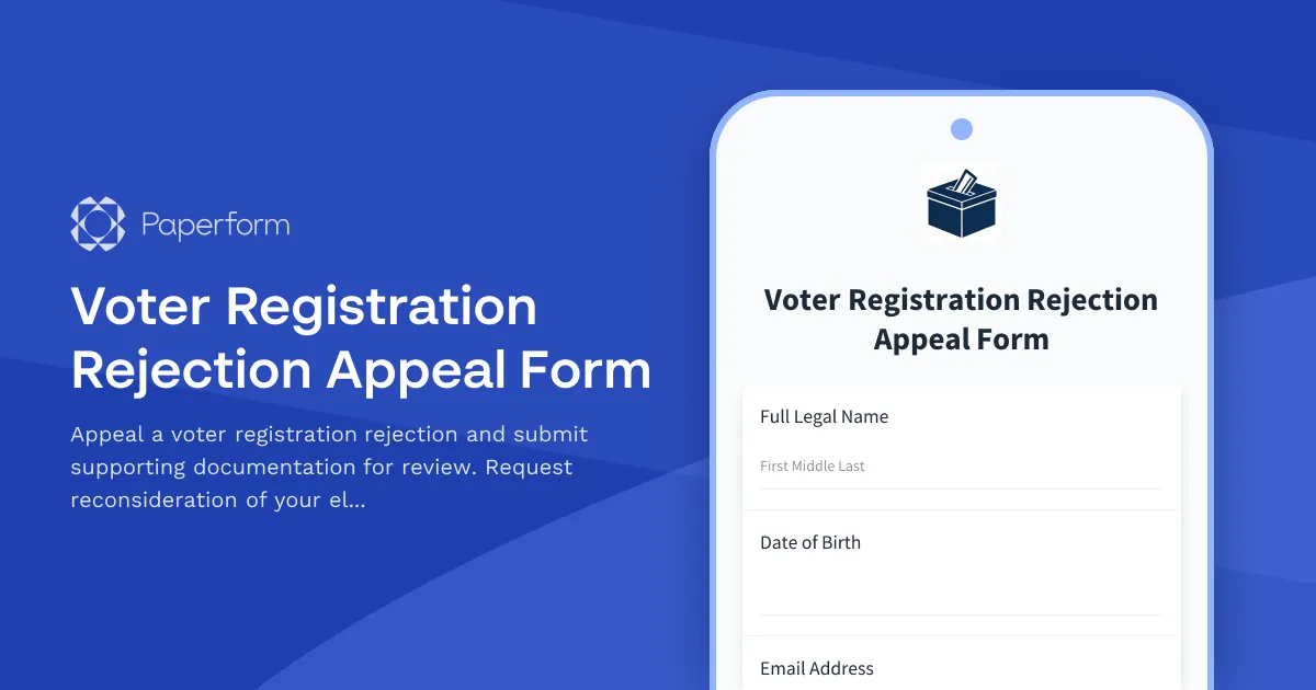 Voter Registration Rejection Appeal Form