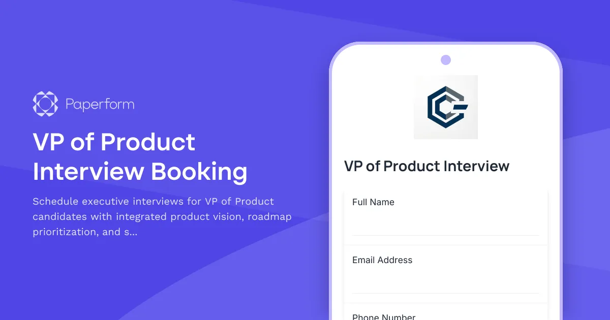 VP of Product Interview Booking