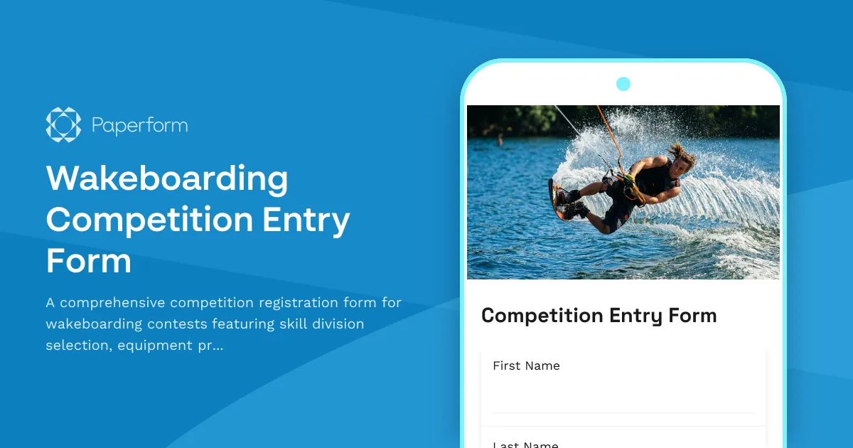 Wakeboarding Competition Entry Form