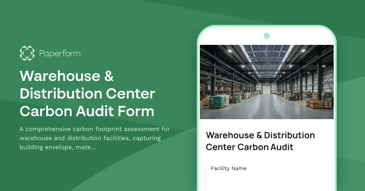 Warehouse & Distribution Center Carbon Audit Form