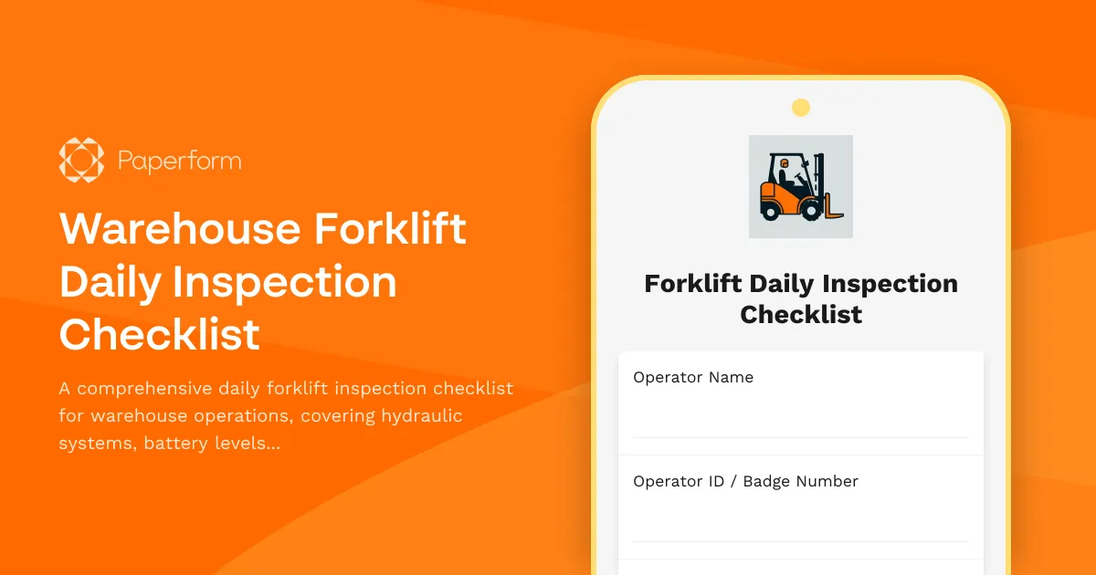 Warehouse Forklift Daily Inspection Checklist