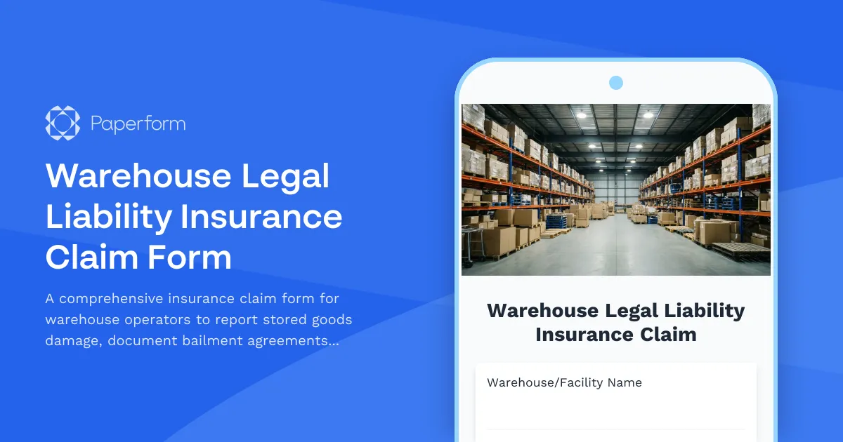Warehouse Legal Liability Insurance Claim Form