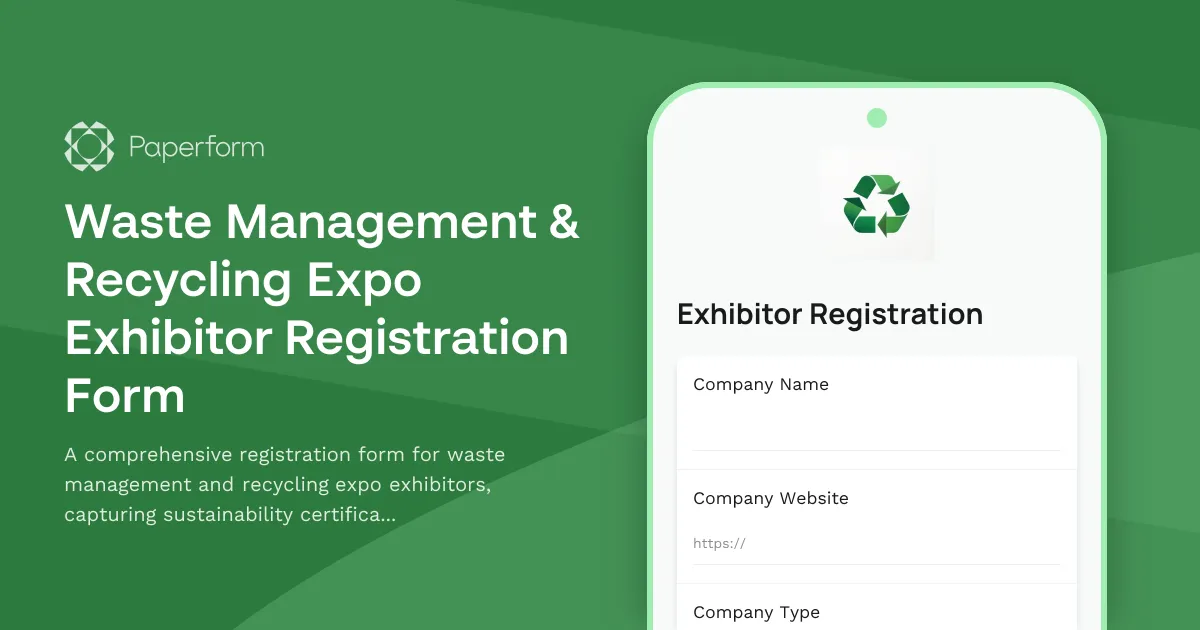 Waste Management & Recycling Expo Exhibitor Registration Form