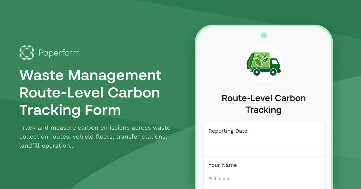 Waste Management Route-Level Carbon Tracking Form