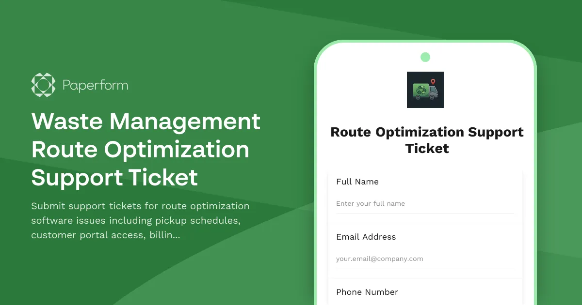 Waste Management Route Optimization Support Ticket