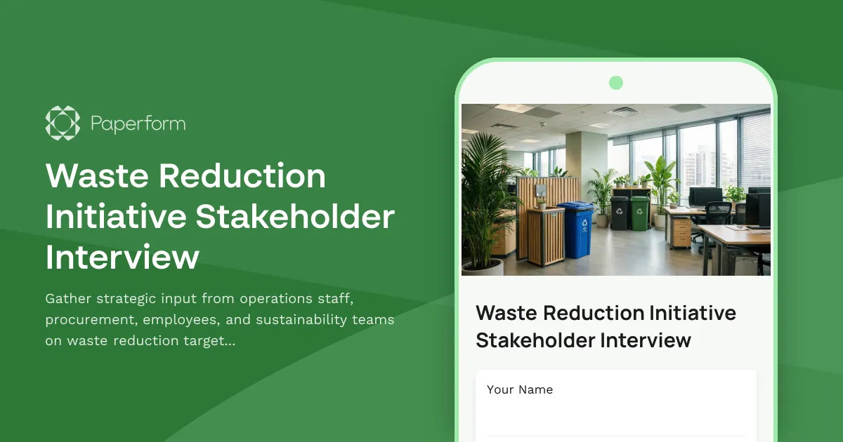 Waste Reduction Initiative Stakeholder Interview