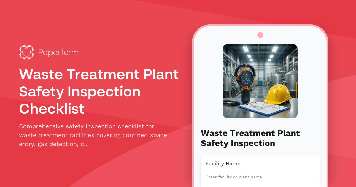 Waste Treatment Plant Safety Inspection Checklist