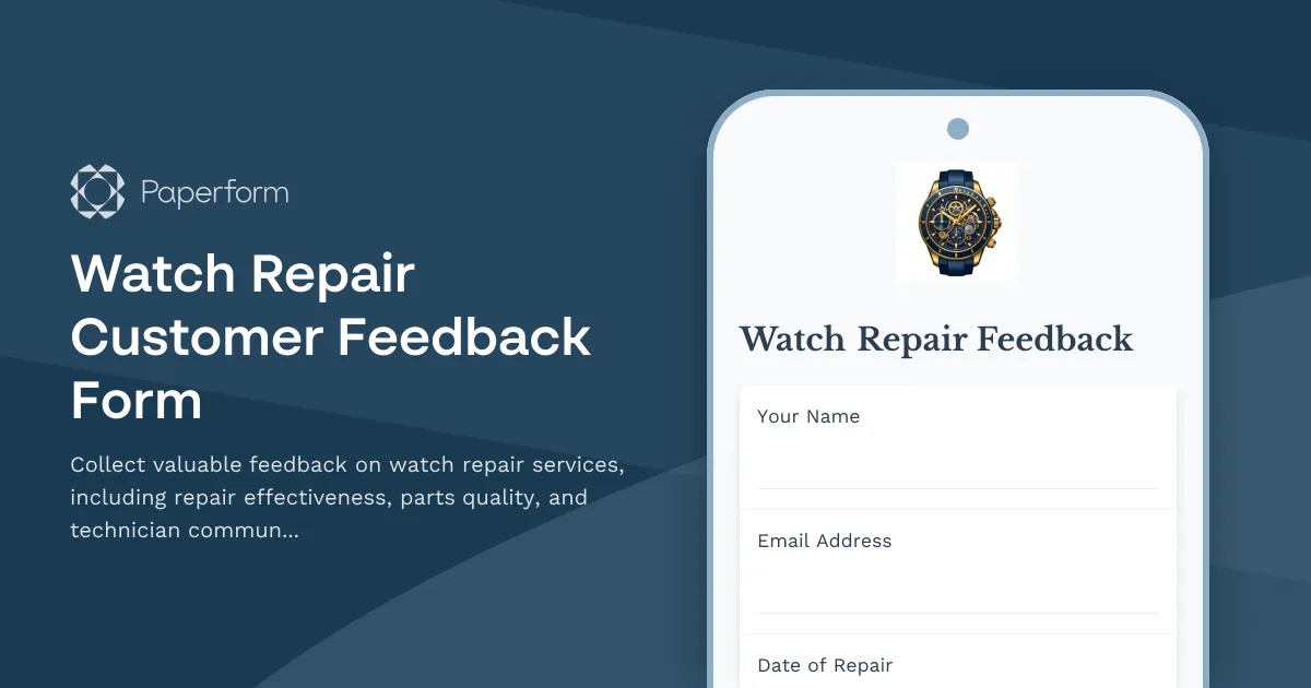 Watch Repair Customer Feedback Form