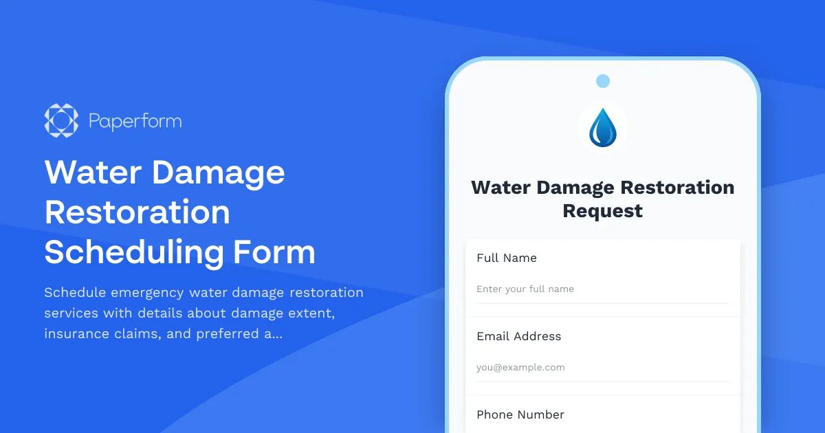 Water Damage Restoration Scheduling Form