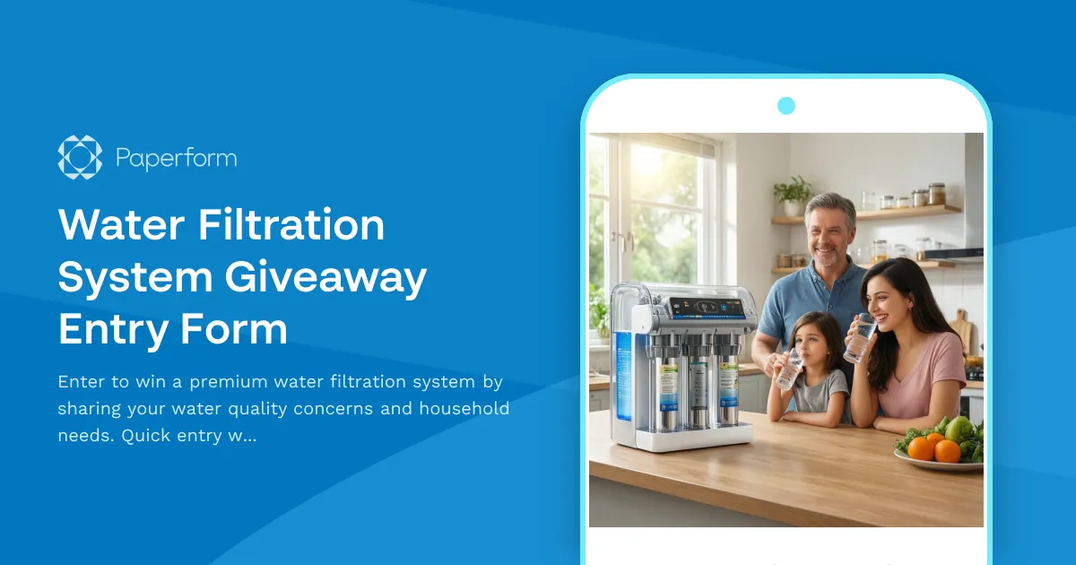 Water Filtration System Giveaway Entry Form