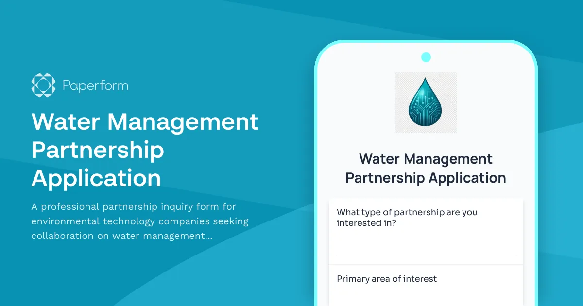 Water Management Partnership Application