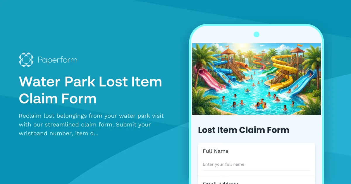 Water Park Lost Item Claim Form