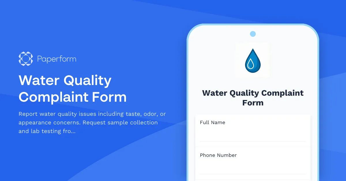 Water Quality Complaint Form