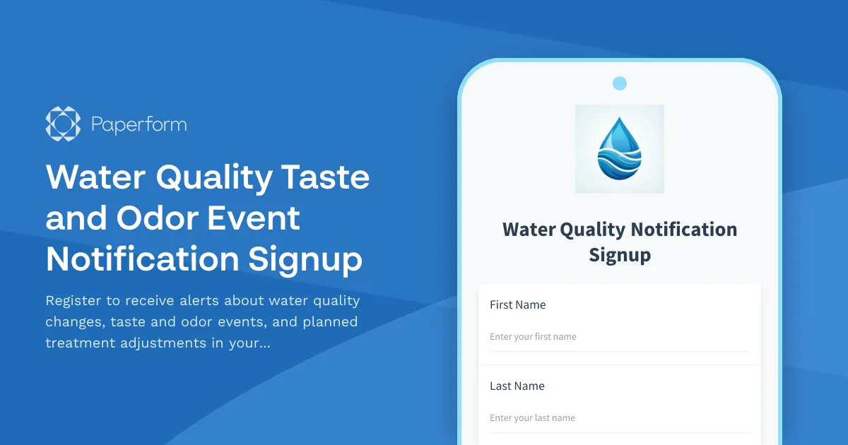 Water Quality Taste and Odor Event Notification Signup