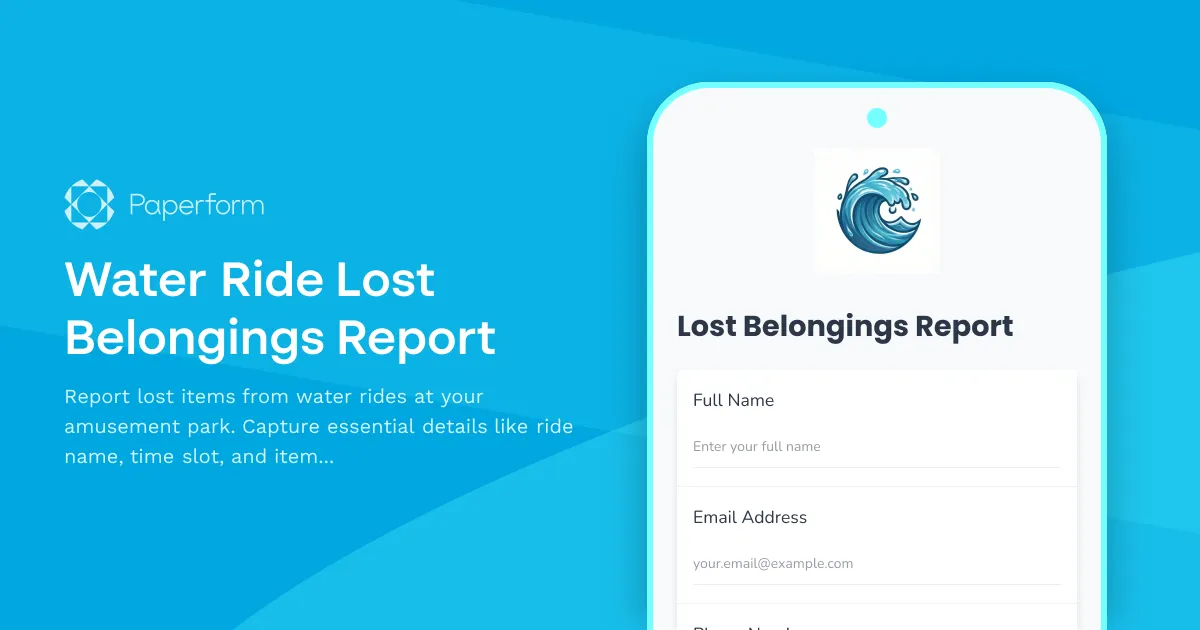 Water Ride Lost Belongings Report