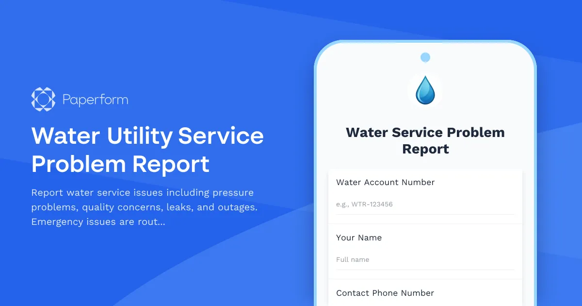 Water Utility Service Problem Report