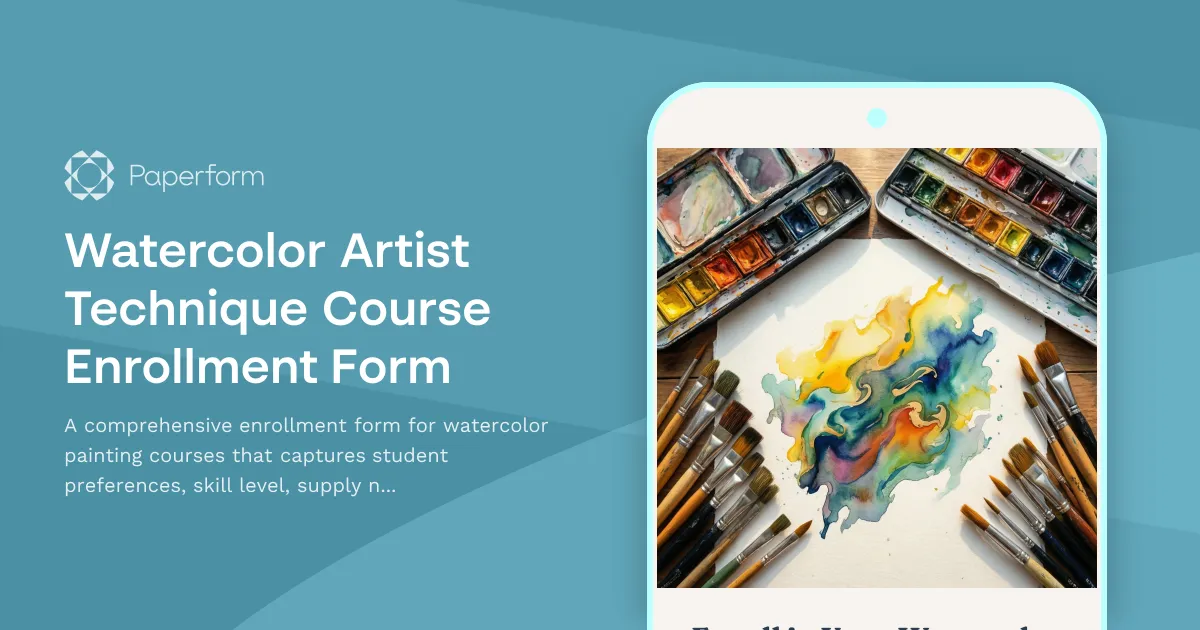 Watercolor Artist Technique Course Enrollment Form