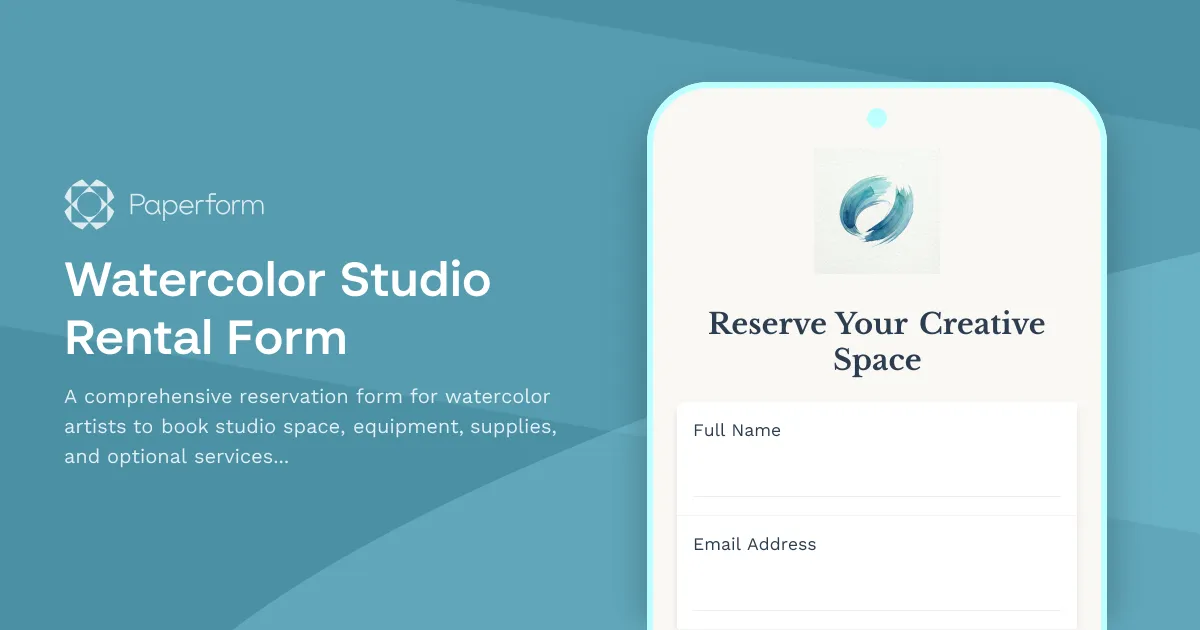 Watercolor Studio Rental Form