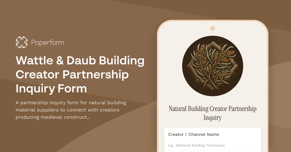 Wattle & Daub Building Creator Partnership Inquiry Form