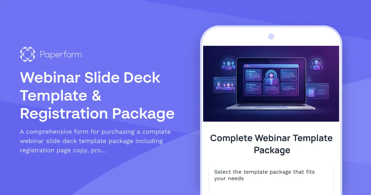 Webinar Slide Deck Template & Registration Package
