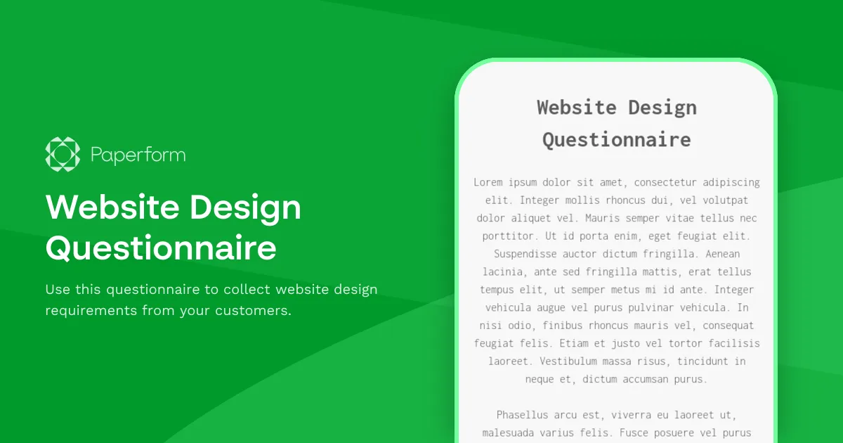 Website Design Questionnaire