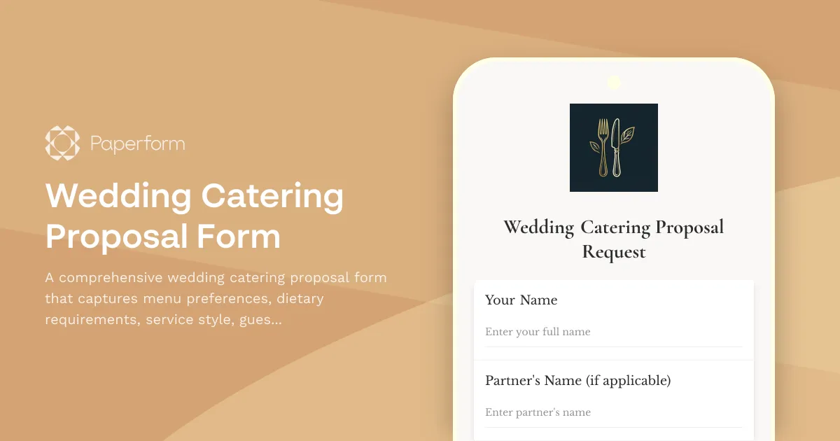 Wedding Catering Proposal Form