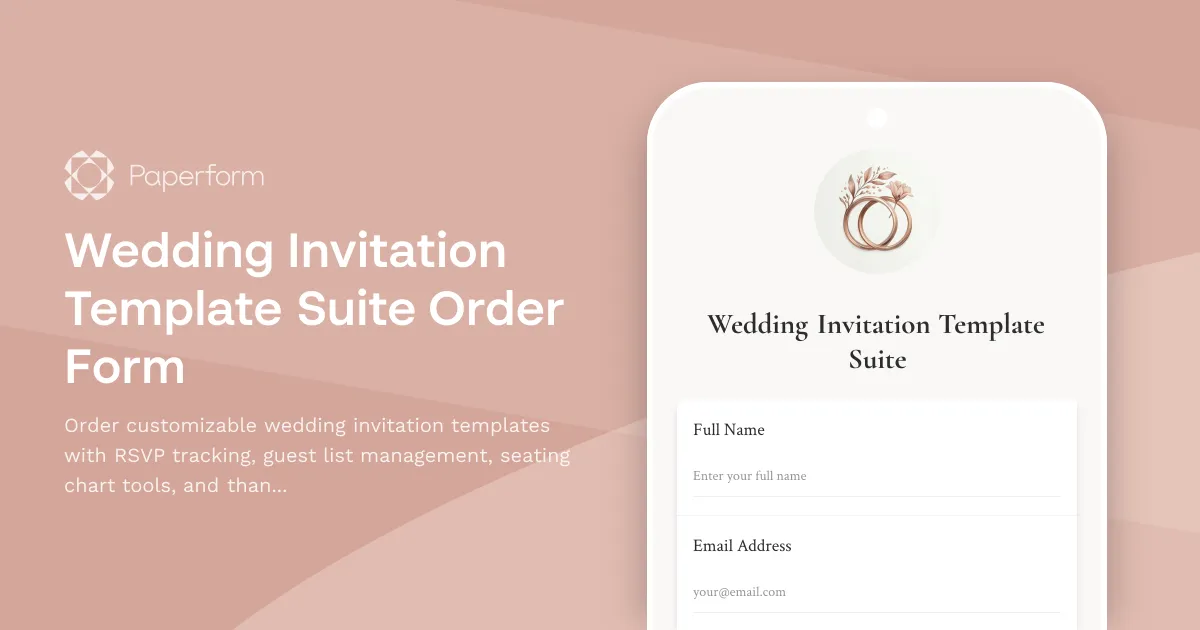 Wedding Invitation Template Suite Order Form