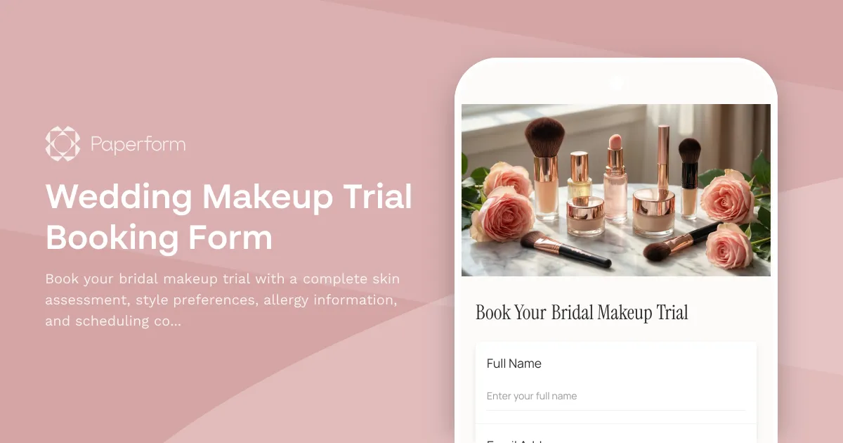 Wedding Makeup Trial Booking Form