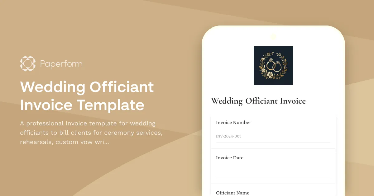 Wedding Officiant Invoice Template