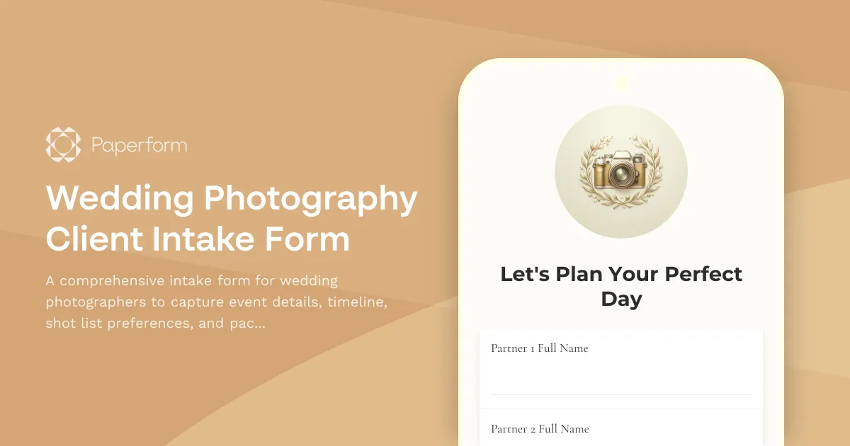 Wedding Photography Client Intake Form
