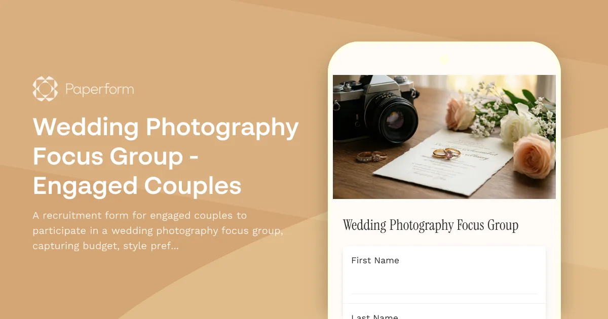 Wedding Photography Focus Group - Engaged Couples