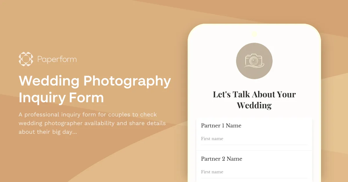 Wedding Photography Inquiry Form