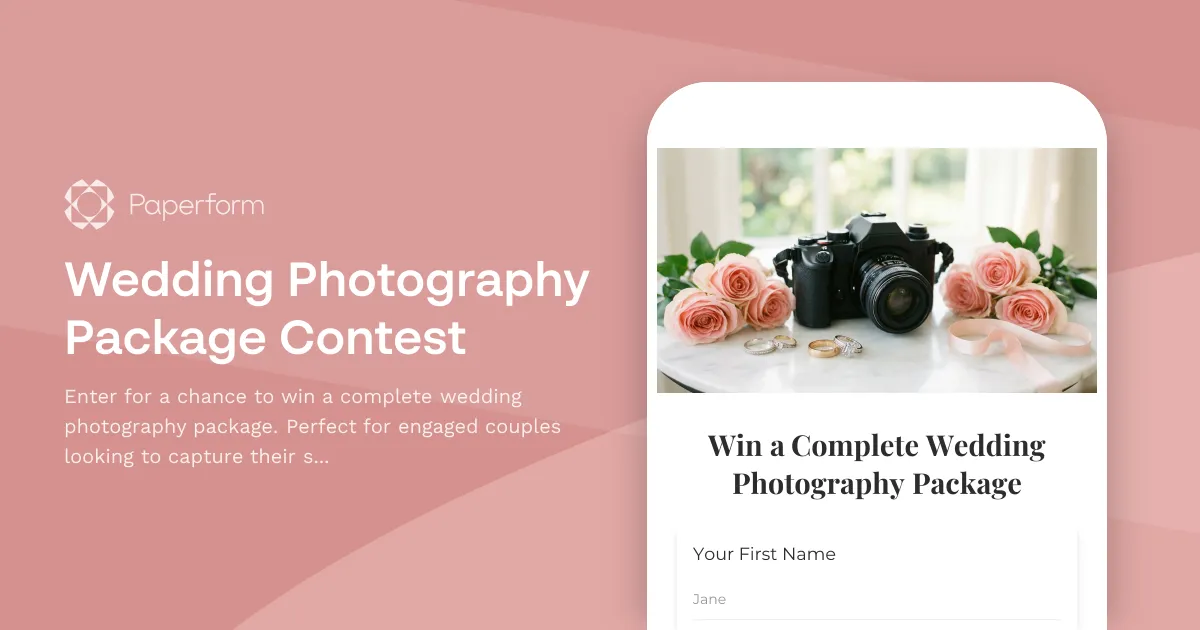 Wedding Photography Package Contest