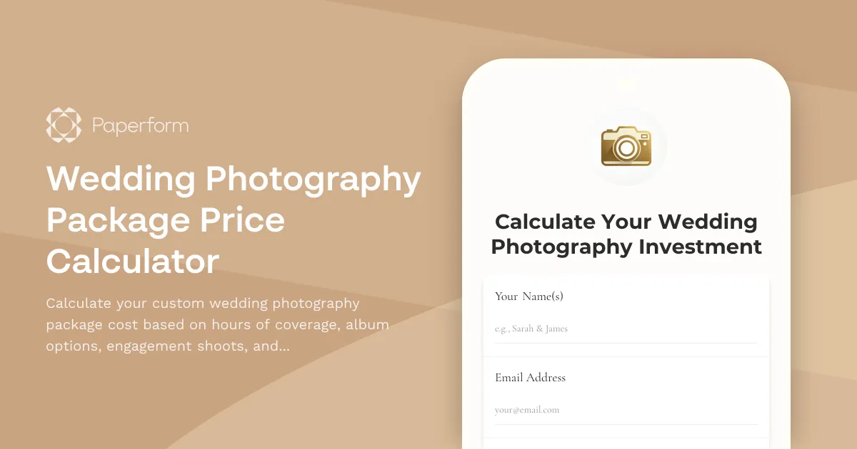 Wedding Photography Package Price Calculator