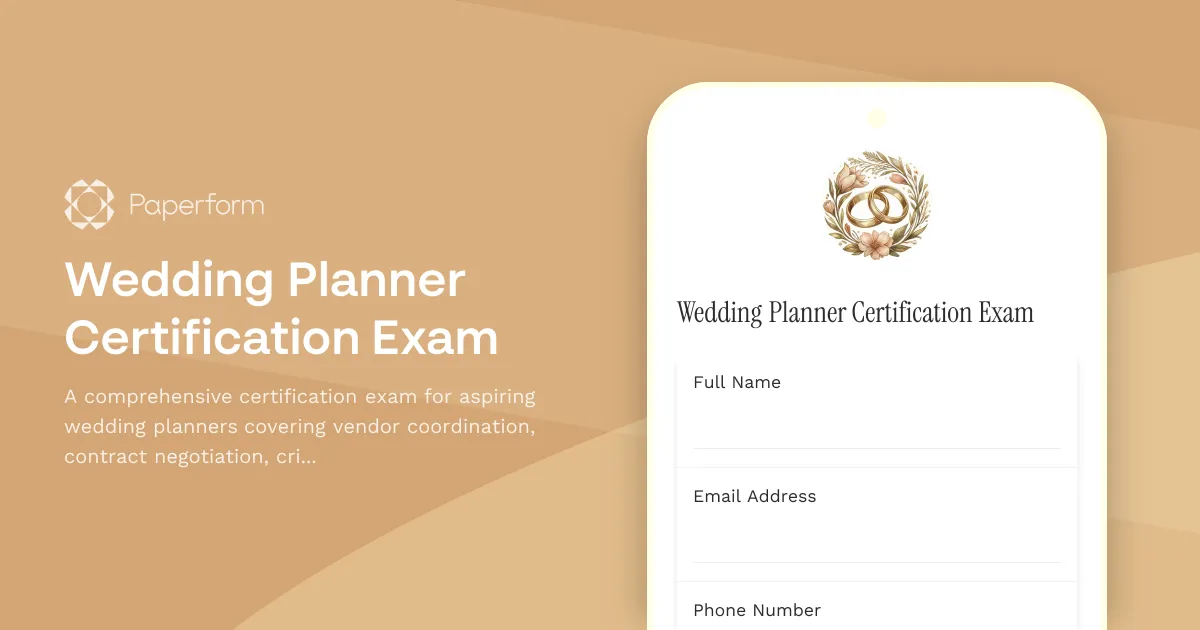 Wedding Planner Certification Exam