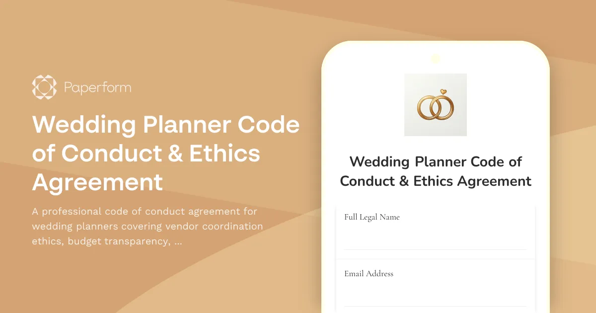 Wedding Planner Code of Conduct & Ethics Agreement