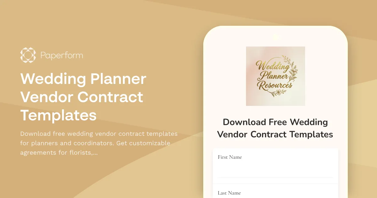 Wedding Planner Vendor Contract Templates