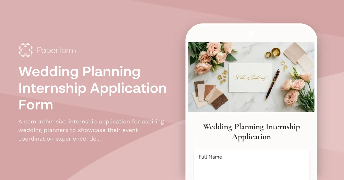Wedding Planning Internship Application Form