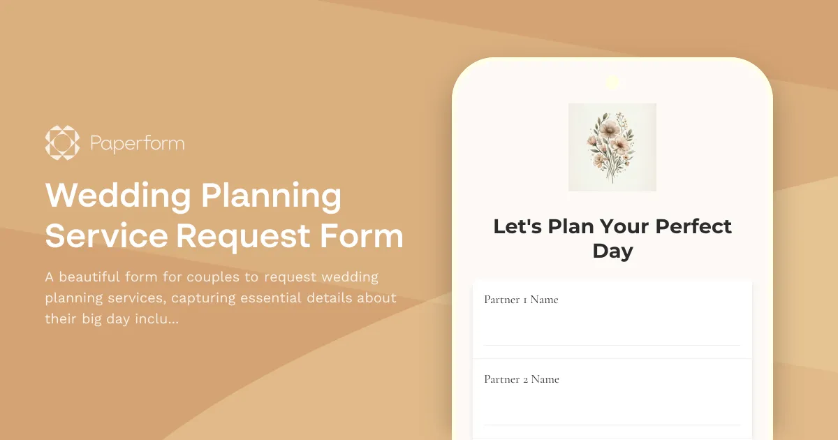 Wedding Planning Service Request Form