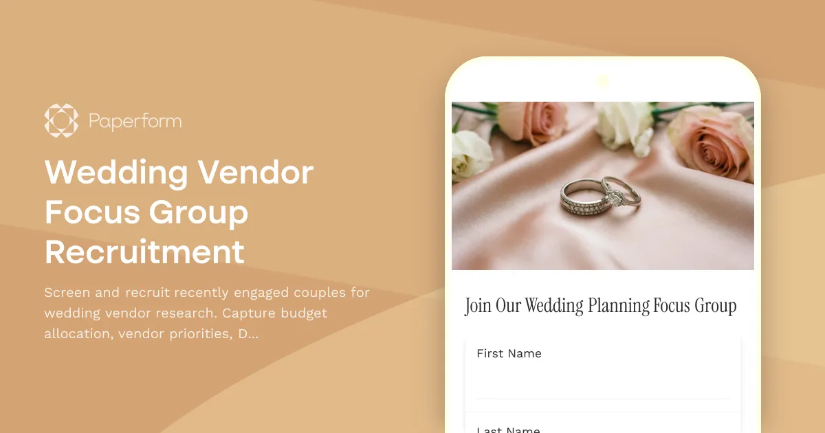Wedding Vendor Focus Group Recruitment