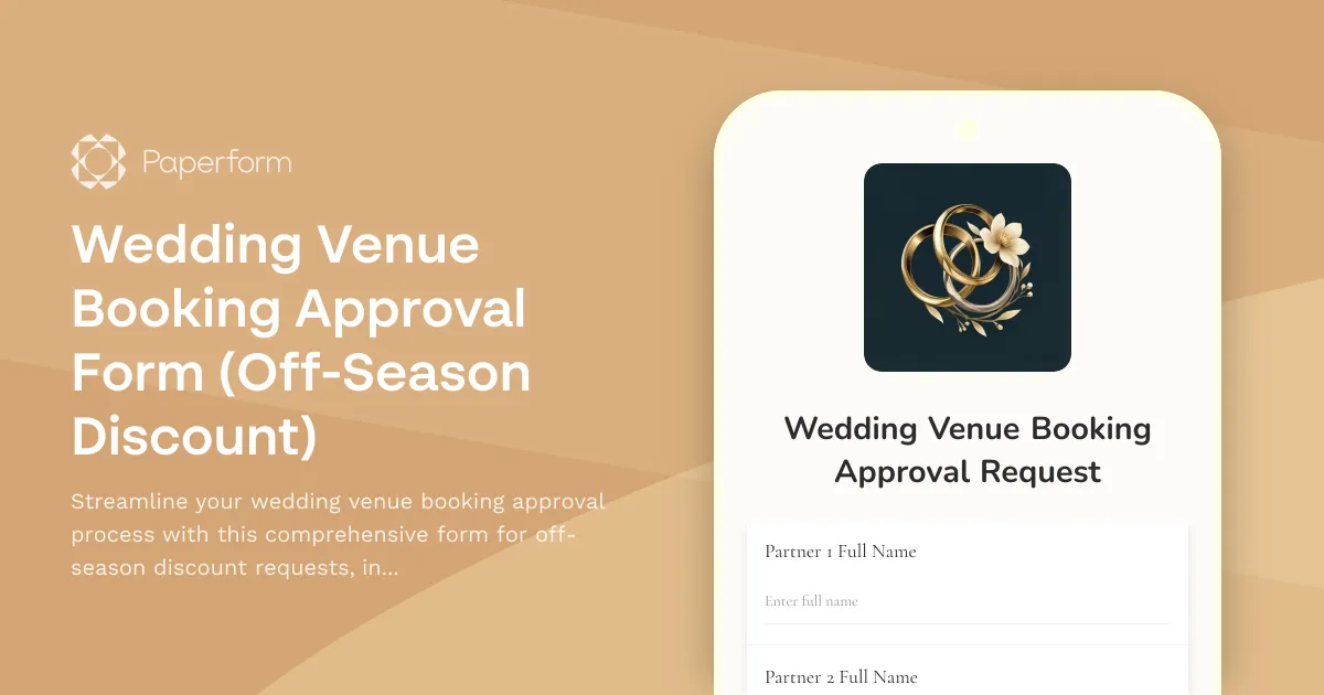 Wedding Venue Booking Approval Form (Off-Season Discount)