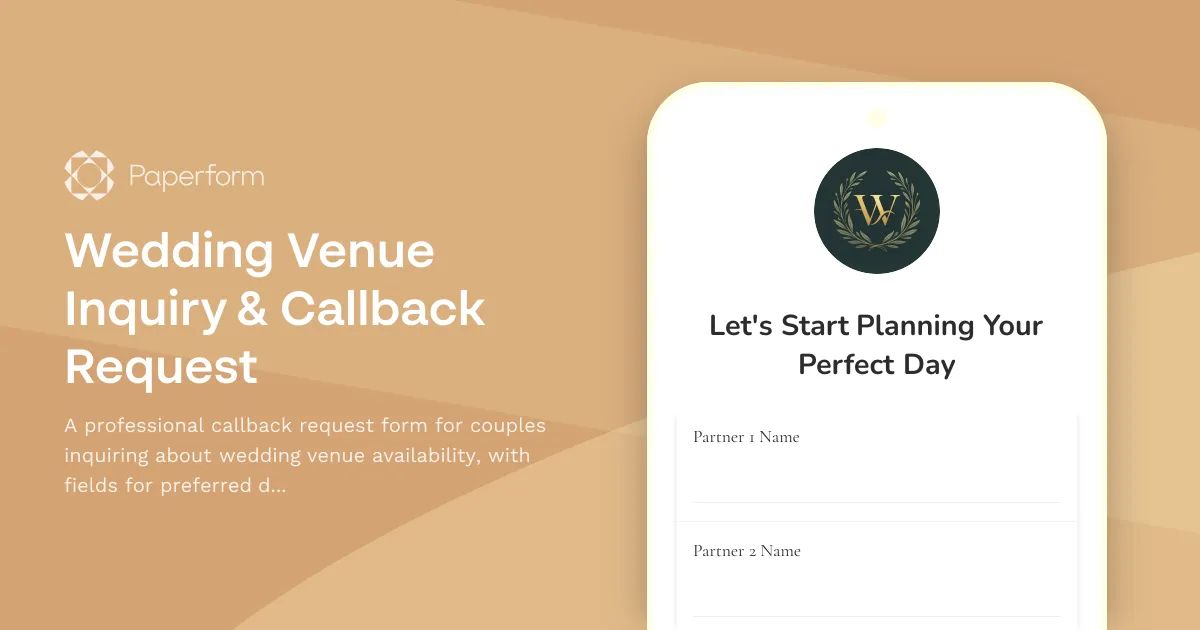 Wedding Venue Inquiry & Callback Request
