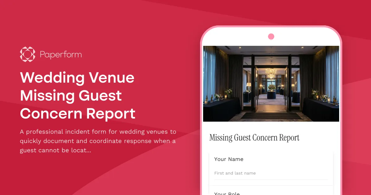 Wedding Venue Missing Guest Concern Report