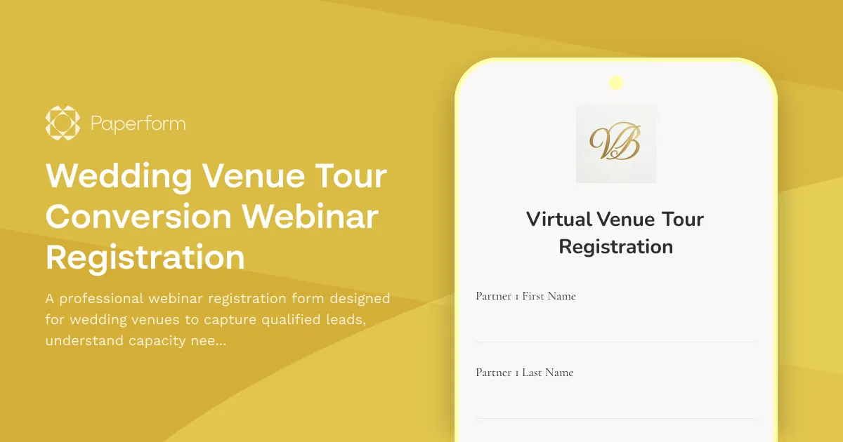 Wedding Venue Tour Conversion Webinar Registration