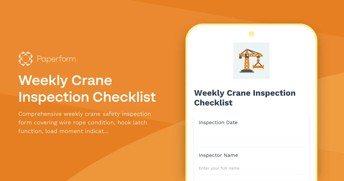 Weekly Crane Inspection Checklist