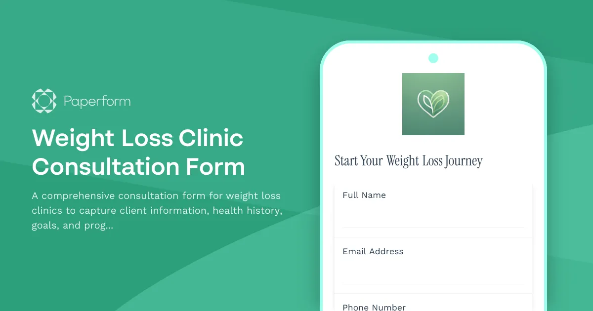 Weight Loss Clinic Consultation Form