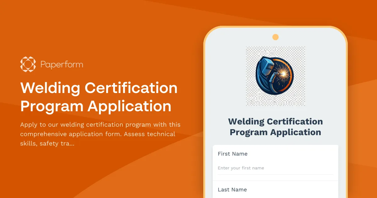 Welding Certification Program Application